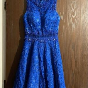 Elegant Blue Lace Dress